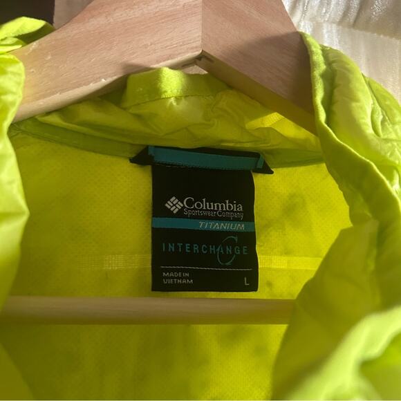 Columbia Titanium Interchange Alpine Crux Down Puffer Jacket Neon Green Size L - Picture 4 of 7